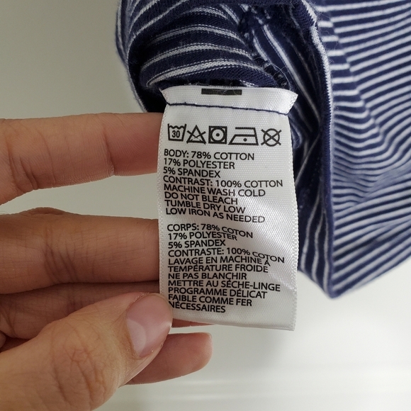 Urban Outfitters Truly Madly Deeply Navy Blue Striped V Neck Short Sleeve Top - Picture 7 of 7